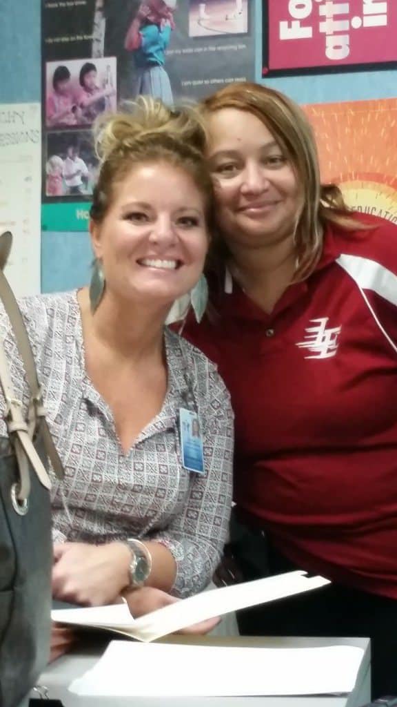 Katie Jewell with winner Angela Brown. "I totally enjoy Professor Katie Jewell. She is an awesome instructor. She truly cares about ALL her students. The only way you will fail her class is if you fail yourself."