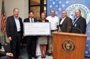 Harry Kiskaddon, President, Alcoa BCI; Pete Velotas, Director Operations, Alcoa Mill Products; Katie Andrus, Executive Director, Texarkana College Foundation; Jeff Teague, Plant Manager, Alcoa Texarkana; Jim Charnitz, VP of Alcoa BCI Business Unit; James Henry Russell, President, Texarkana College