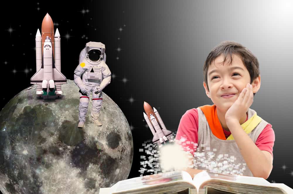 Boy dreaming of space