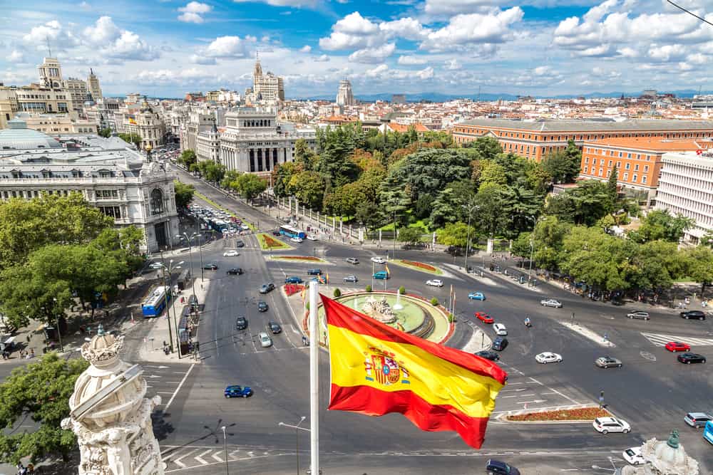 aerial view of Cibeles Fountain - Madrid Spain