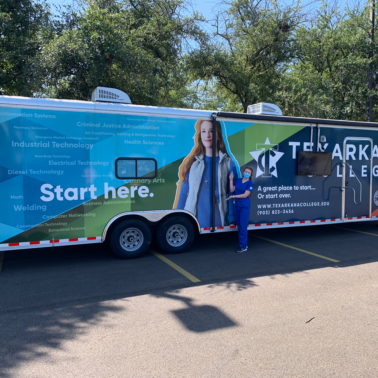 Texarkana College mobile registration trailer