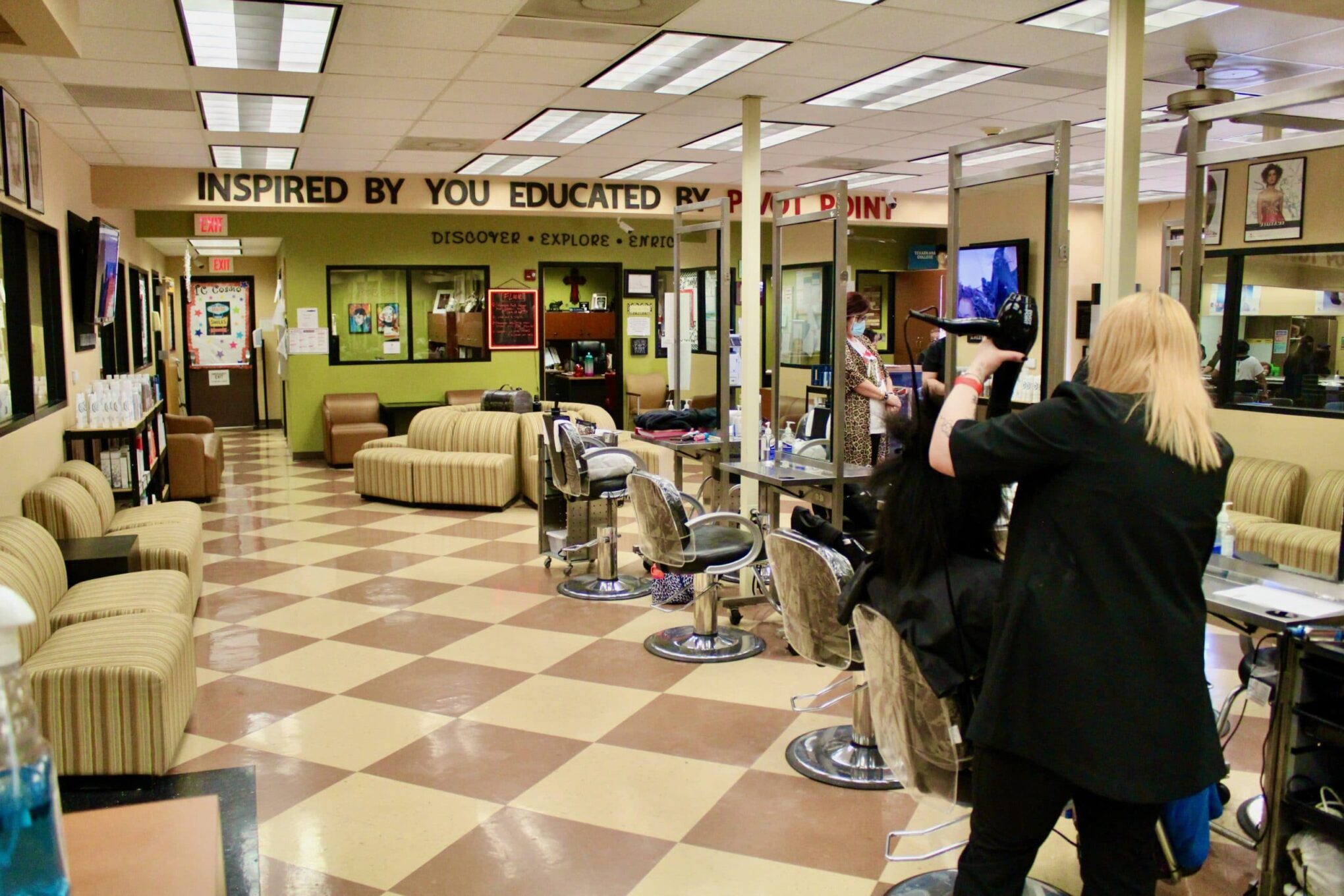 Cosmetology program student in the TC salon.