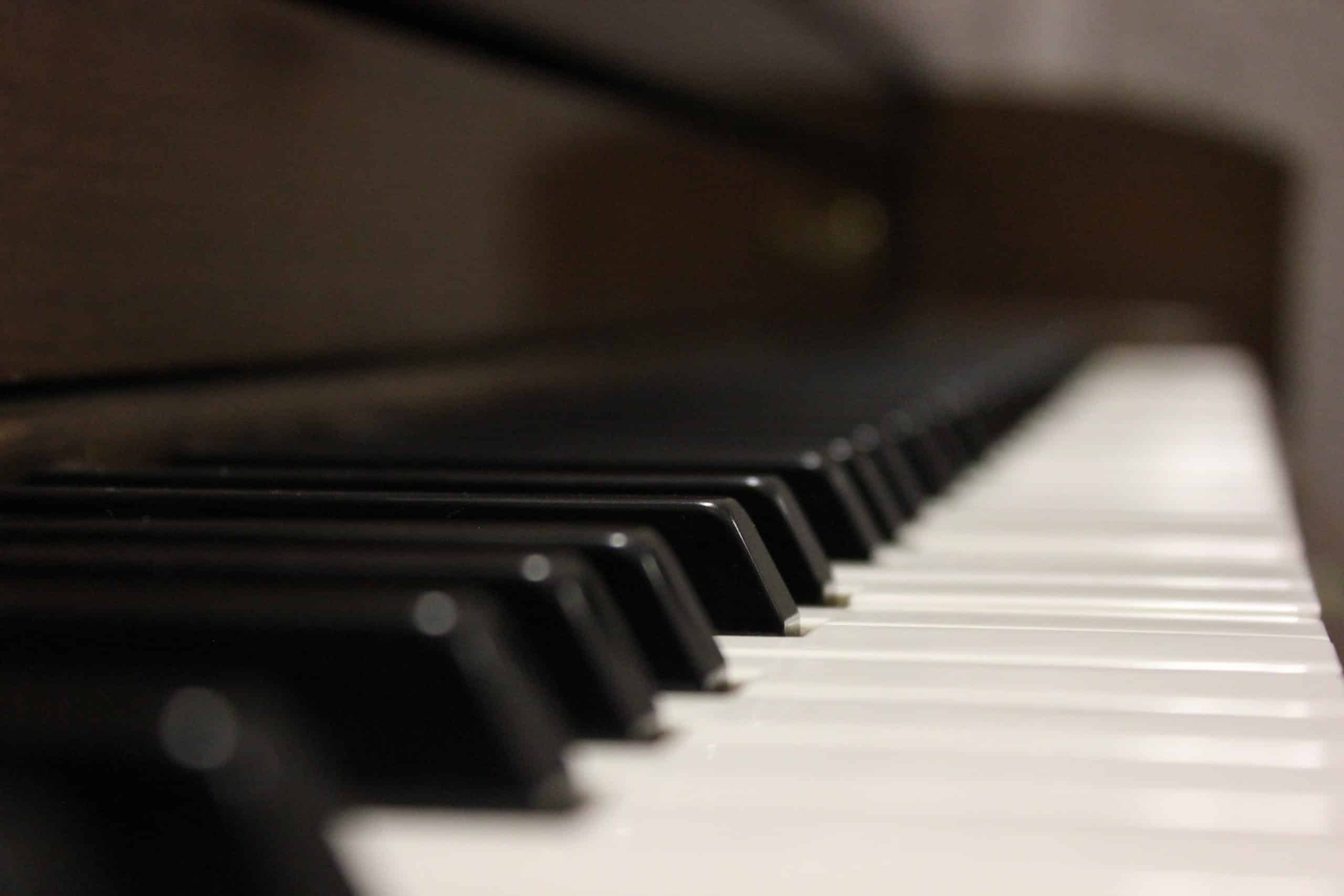 A piano keyboard that students can learn when earning an associate degree in music