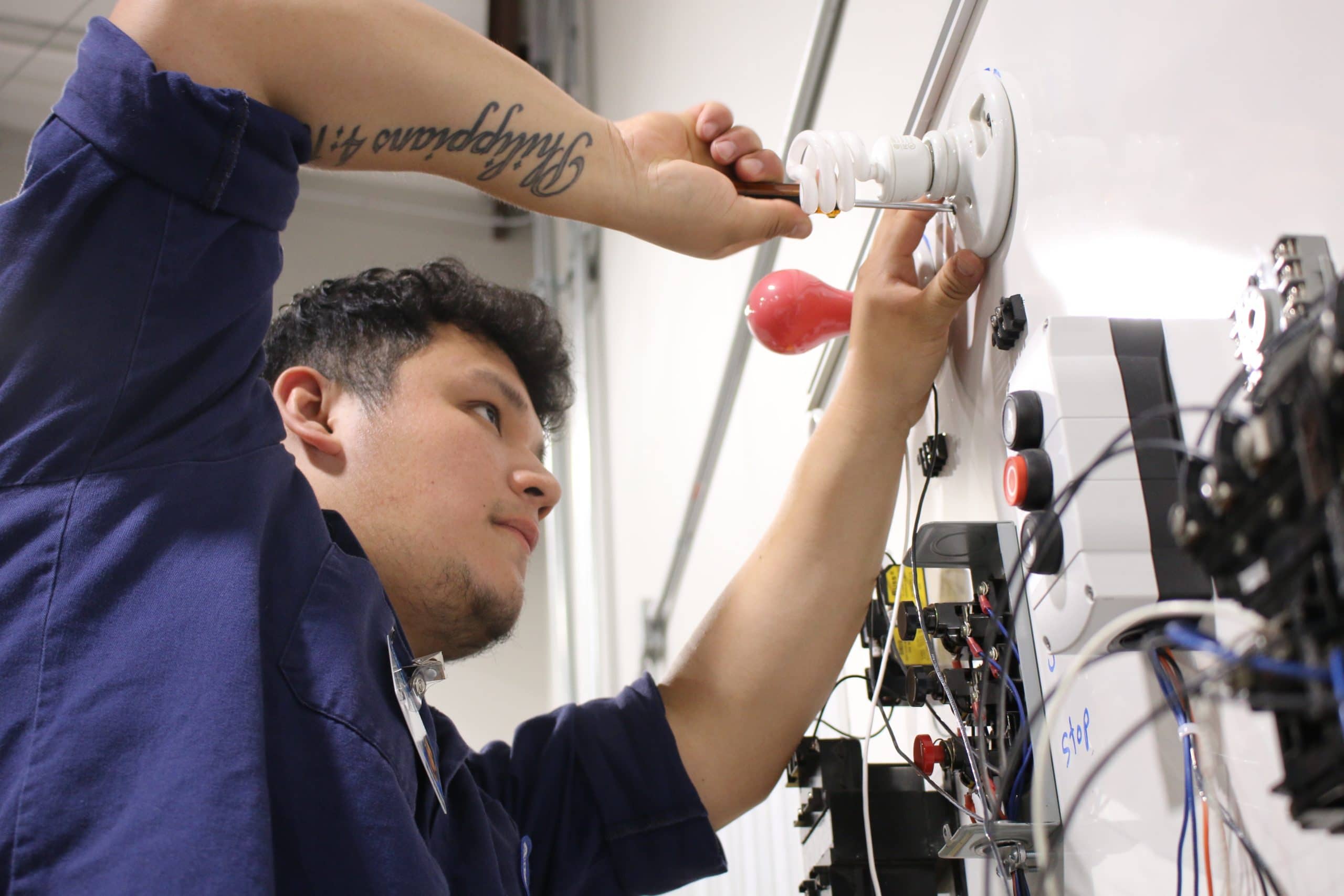 Student working in Electronics lab
