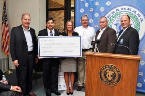 Harry Kiskaddon, President, Alcoa BCI; Pete Velotas, Director Operations, Alcoa Mill Products; Katie Andrus, Executive Director, Texarkana College Foundation; Jeff Teague, Plant Manager, Alcoa Texarkana; Jim Charnitz, VP of Alcoa BCI Business Unit; James Henry Russell, President, Texarkana College