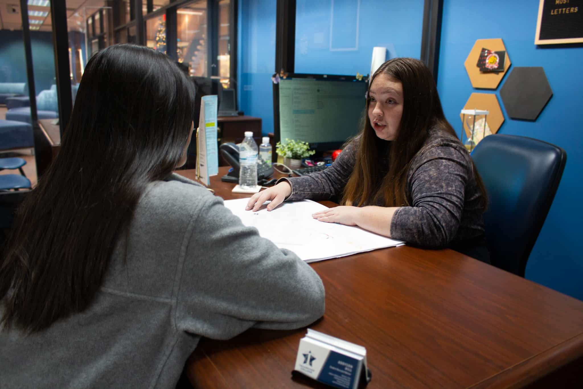 Student being advised on how to start classes