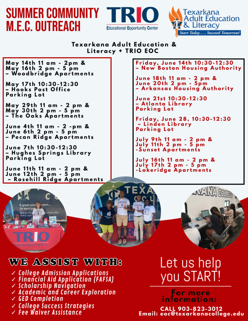 Summer Outreach flyer - assistance with College Admission Applications, FAFSA, Scholarship Navigation and more