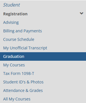 Look for the Graduation link in the student tab sidebar menu.