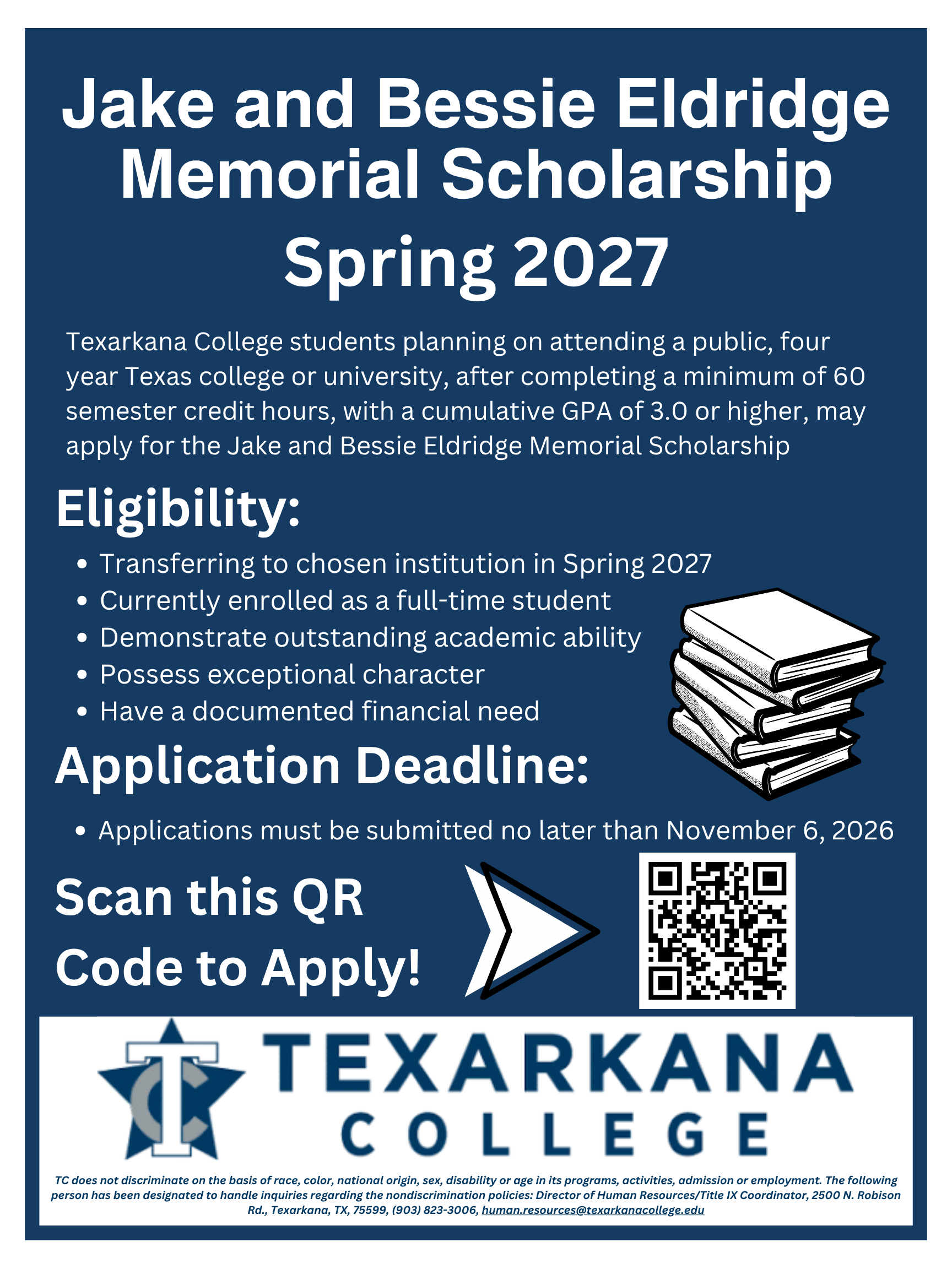 Jake and Bessie Eldridge Memorial Scholarship deadline